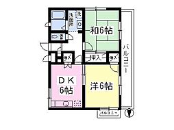 ジュールホワイト 2DKの間取図画像