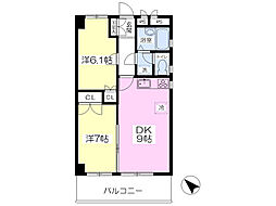 エルツ・アイン 2DKの間取図画像