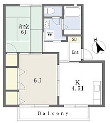 エルムふじみの2 2Kの間取図画像