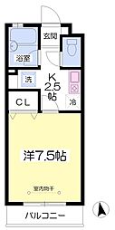 フルリール新座 1Kの間取図画像