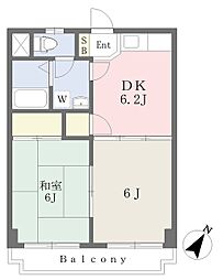 メイプルパレス 2DKの間取図画像