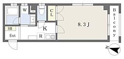 シャブラン榎本 1Kの間取図画像