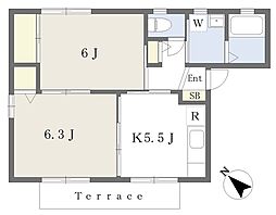 ラ・メイプルA 2Kの間取図画像