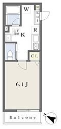 エレヴァージュ志木 1Kの間取図画像