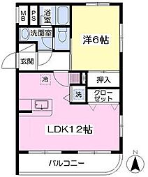 リオ・ヴェルデ上福岡 1LDKの間取図画像