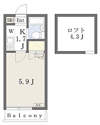 グリーンコープツー 1Kの間取図画像