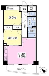 ウェスタ武蔵藤沢 2LDKの間取図画像