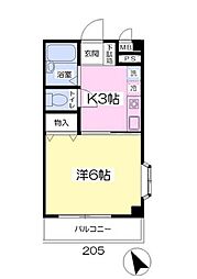 カーサカルモ 1Kの間取図画像