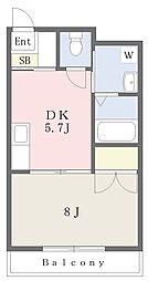 エスト東所沢 1DKの間取図画像
