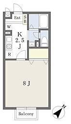 アヴァンシア21 1Kの間取図画像