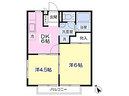 サンライズパナシティE 2DKの間取図画像