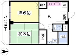 メゾン白銀556 2DKの間取図画像
