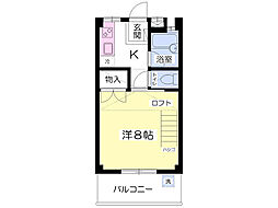 ゴールドハイム2 1Kの間取図画像