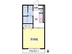 ジュネスミユキ 1Kの間取図画像