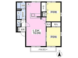 メゾンハーモニーC 2LDKの間取図画像