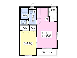 グランフォレストA 1LDKの間取図画像