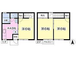 タウンハウス扇 3Kの間取図画像