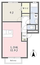 グランデスズキB 1LDKの間取図画像