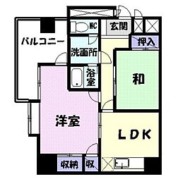 双葉ハイム一条 2LDKの間取図画像