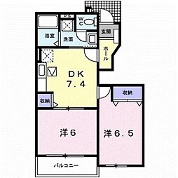 ベルハウス 2DKの間取図画像