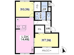 ボヌールヒルズ2 2LDKの間取図画像