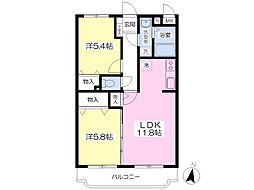 フォリーベルジェール2 2LDKの間取図画像