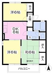 エスポワールB 3DKの間取図画像