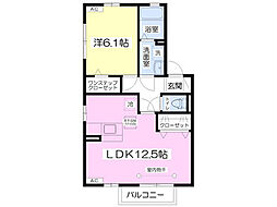 プリムヴェールD 1LDKの間取図画像