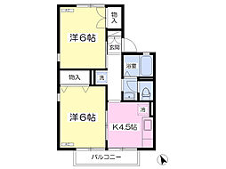 三和ハイツB 2Kの間取図画像