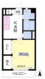 アパート 1Kの間取図画像