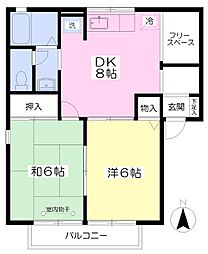 グランドール上並榎B 2DKの間取図画像