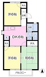 ハイツしずかB 3DKの間取図画像