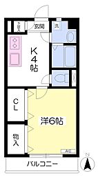 アパート 1Kの間取図画像