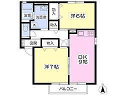 ヴィラハピネス3 2DKの間取図画像