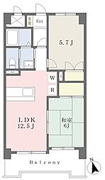 アルファコートB棟 2LDKの間取図画像