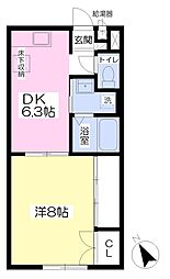 メンバーズタウン南小泉A 1DKの間取図画像