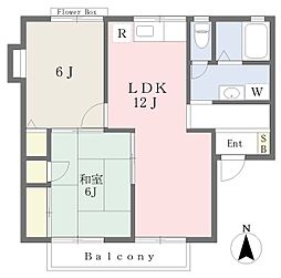 トゥインクル杉ノ下A棟 2LDKの間取図画像