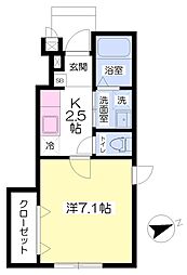 フォレスト南染師B 1Kの間取図画像