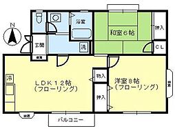 ロイヤルビレッジ西中田2 2LDKの間取図画像