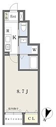 リーフレット八本松 1Kの間取図画像