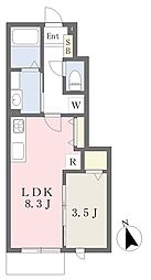 Alveare Matsumori B 1LDKの間取図画像