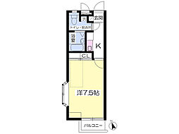 ユニティーズ鷺ケ森 2階1Kの間取り