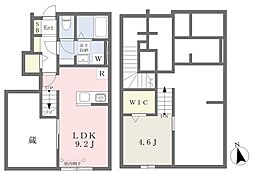 ベルリード吉岡上町B棟 1LDKの間取図画像