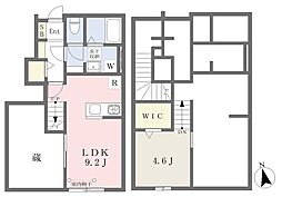 ベルリード吉岡上町B棟 1LDKの間取図画像