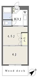 イーグルハイツ小松島2号館 2Kの間取図画像