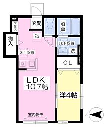 プラスリバー2 1LDKの間取図画像