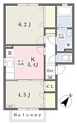 グランサイド国見B棟 2Kの間取図画像