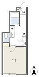 kankuro八乙女中央 1Kの間取図画像