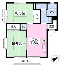 セジュール山崎2 2DKの間取図画像