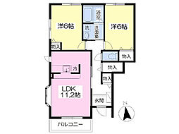 コーポラスプチトマト 2LDKの間取図画像